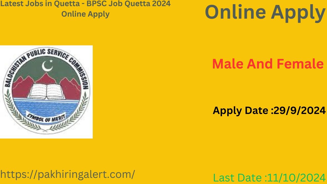 Latest Jobs in Quetta - BPSC Job Quetta 2024 Online Apply