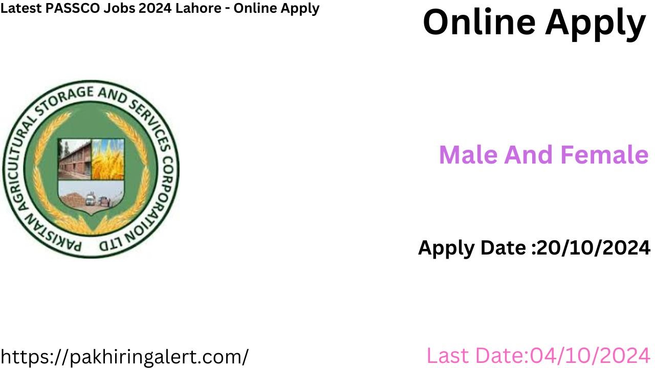 Latest PASSCO Jobs 2024 Lahore - Online Apply